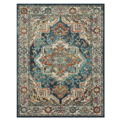 Bungalow Rose Devonshire Blue Area Rug