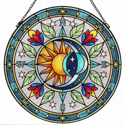 Panneau de vitrail Sun Moon ， 7,8H