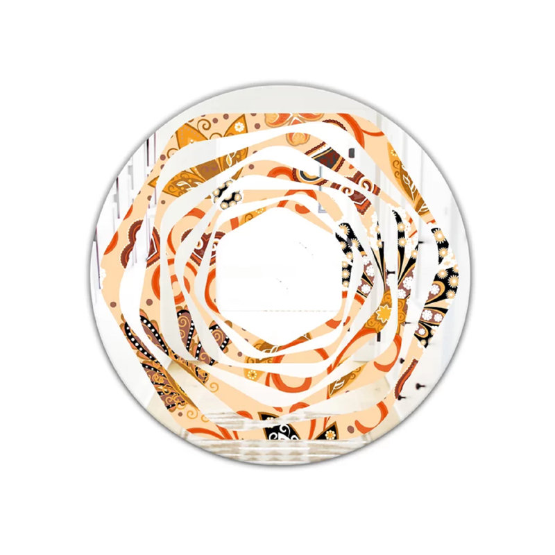Miroir mural sans cadre à motif floral batik de éclectique whirl indien, 31,5 po x 31,5 po