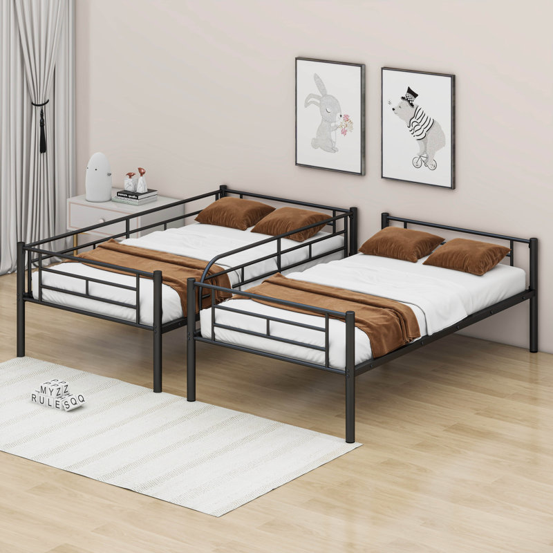 Kids Twin Over Twin Bunk Bed, Black