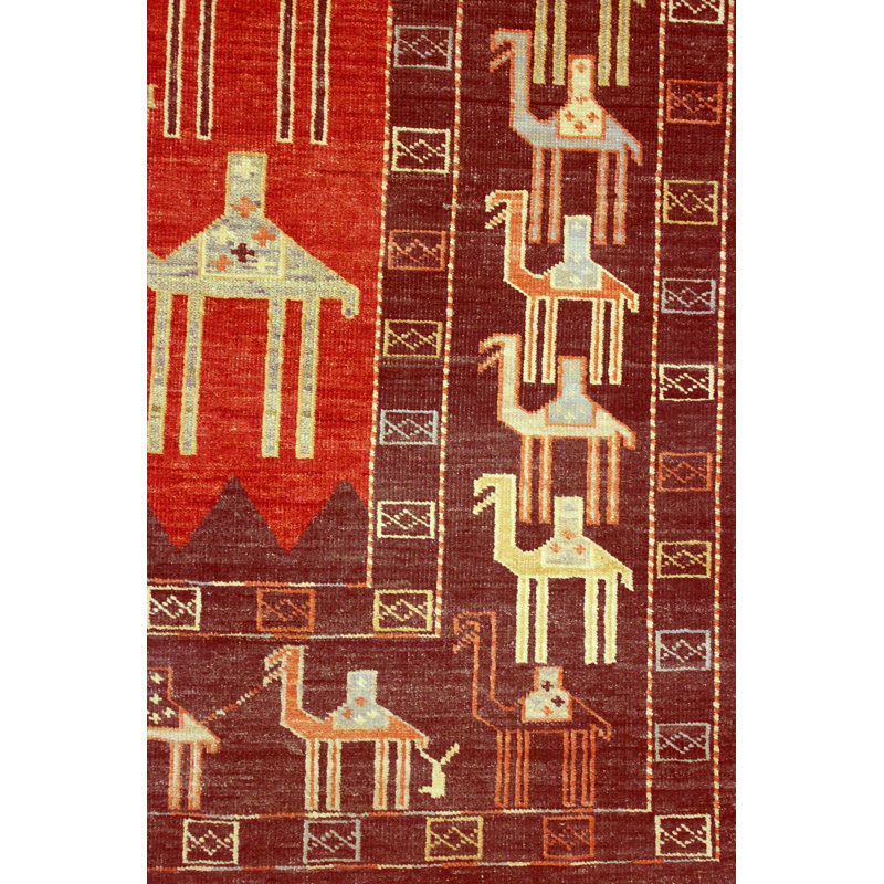 Wool And Silk Afghan One-of-a-Kind Rectangle 9'2" X 11'11" Area Rug