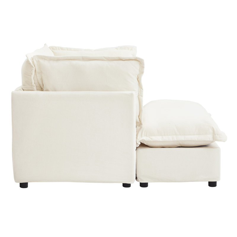 Canapé moderne avec repose-pieds et repose-pieds, Beige