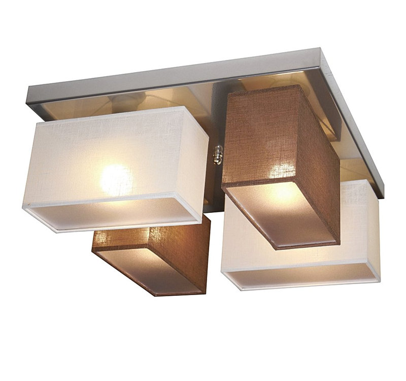Partridge Fabric Semi Flush Mount, White/Brown