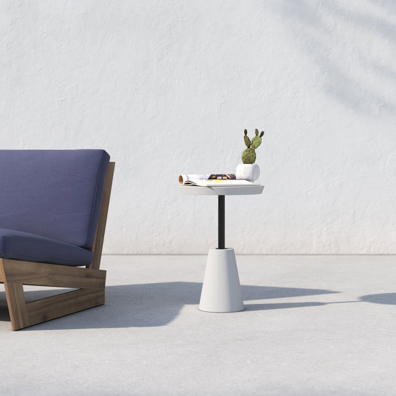 Niles 14'' Concrete Outdoor Side Table, White