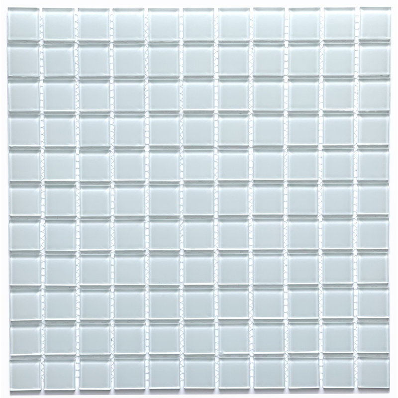 Maranello 1'' W x 1'' L Backsplash Glass Tile Mosaic Sheet, White