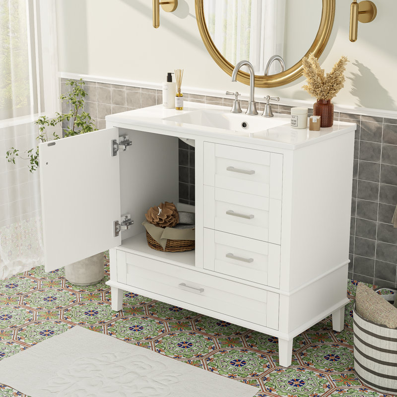 Meuble-lavabo moderne avec matériaux de qualité supérieure et options de rangement polyvalentes, Blanc