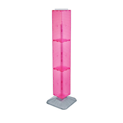 Four-Sided Pegboard Floor Display on Revolving Base. Spinner Rack Tower. Panel Size: 8"W x 60"H
