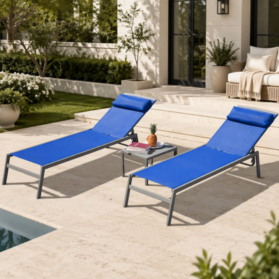 Ensemble de chaises longues de patio, 3 pièces