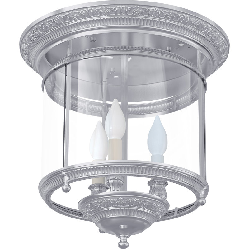 Flippen Glass Flush Mount, Bright Chrome