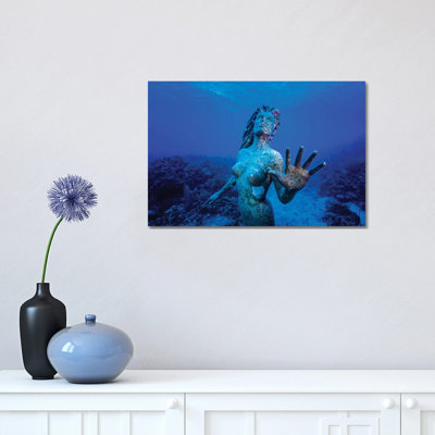 Underwater Mermaid Statue at Grand Cayman Island 1 Piece Wrapped Canvas Wall Art