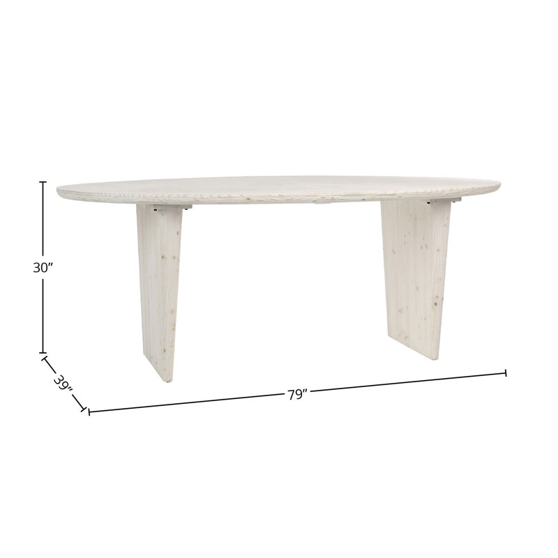 Celine 79-Inch Oval White Wash Dining Table