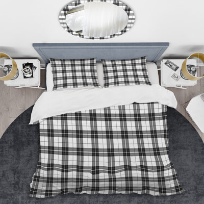 Ensemble de housse de couette en microfibre noir / blanc 3 pièces