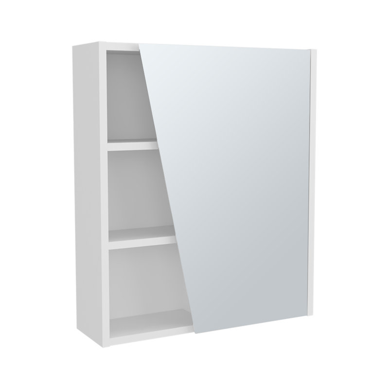 Quintana Wall-Mounted Mirror Medicine Cabinet With One Door And Four Open Compartments, White