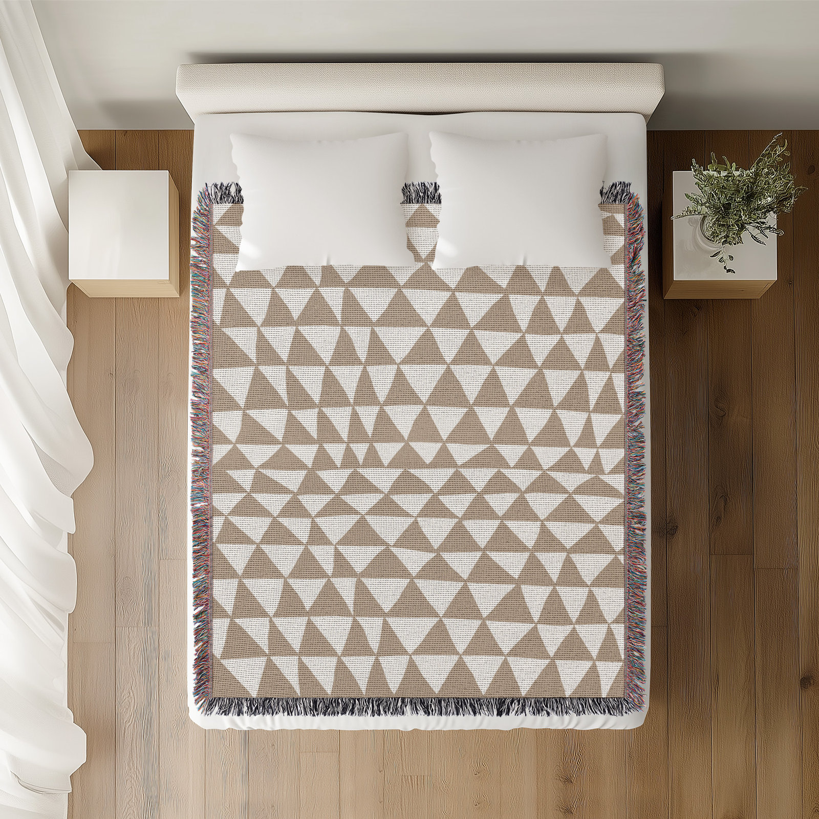 Kelia Cotton Throw Blanket, 60" x 80" – Queen, Beige