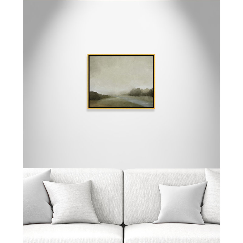 Vanora "Lovers Creek" Watercolor Floater Frame Painting , 17.5" H x 21.5" W, Gold