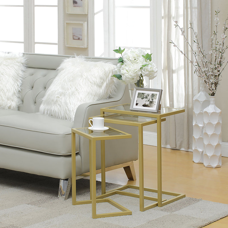 Tables gigognes 3 pièces Elegant Gold, Or