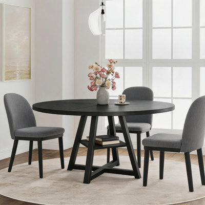 Ensemble de table de salle à manger 47,24 po avec chaises rembourrées, plateau en bois et base en métal avec tablette de rangement inférieure, 4 à 6 sièges