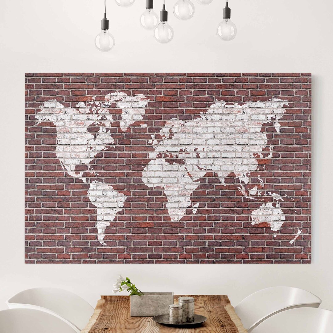 Leinwandbild Brick World Map