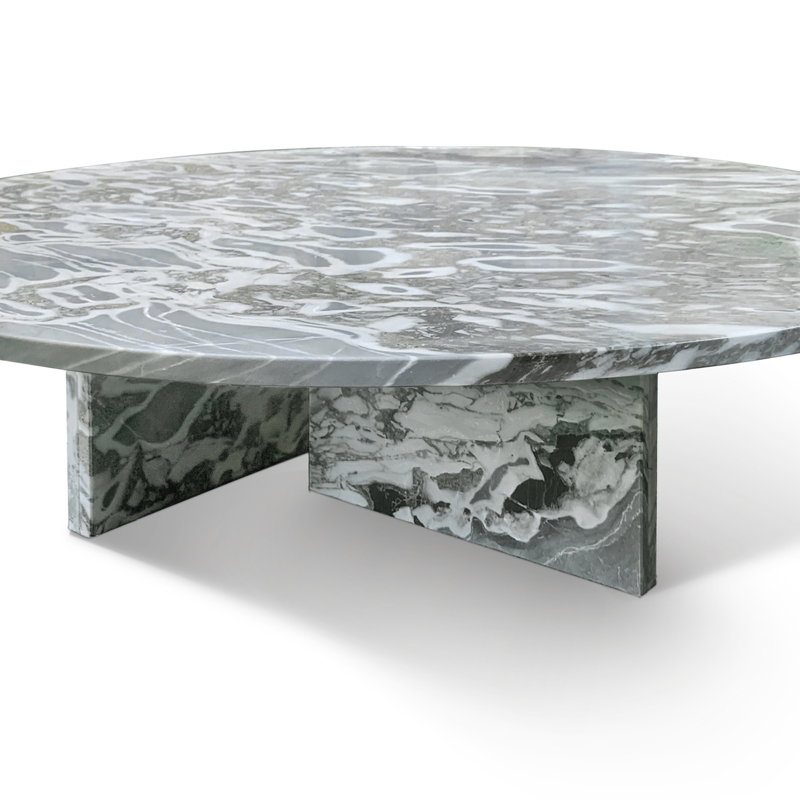Table basse Marble Stone, Bleu/Gris, H 9,8 po x l 35,4 po x P 35,4 po