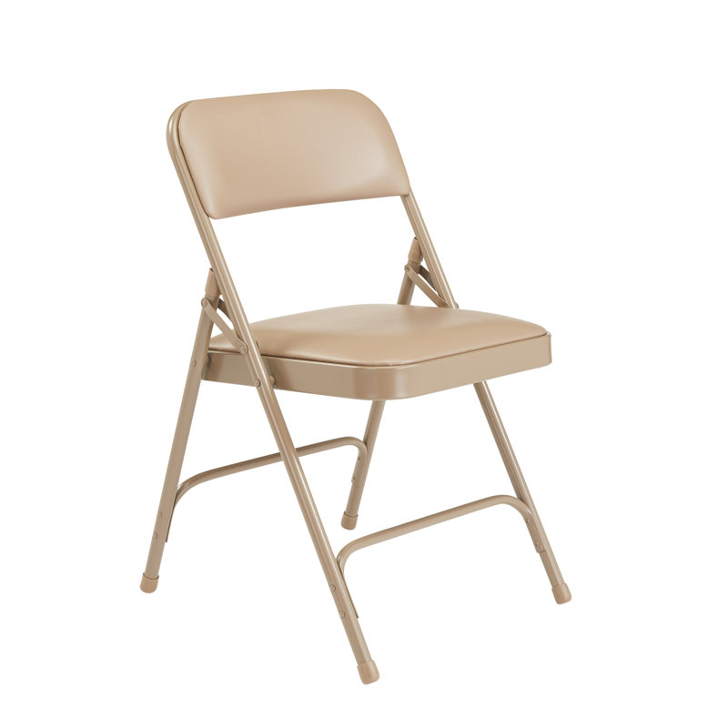 Chaise pliante en vinyle Symple Stuff Humbert, Beige / Beige