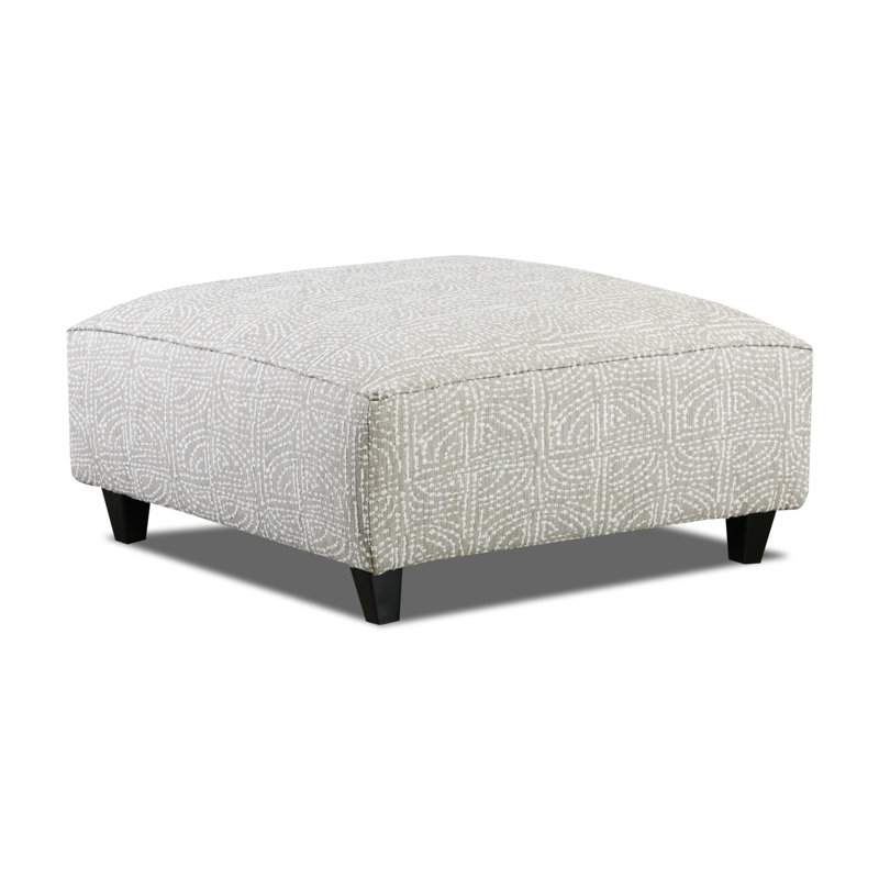 Aurora Geometric Cocktail Ottoman, Allegory Linen Revolution Performance Fabrics