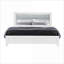 Ensemble de chambre à coucher, 5 pièces très grand blanc neige moderne avec éclairage DEL et amp; Tête de lit tapissier | Blanc neige | Commodes doubles