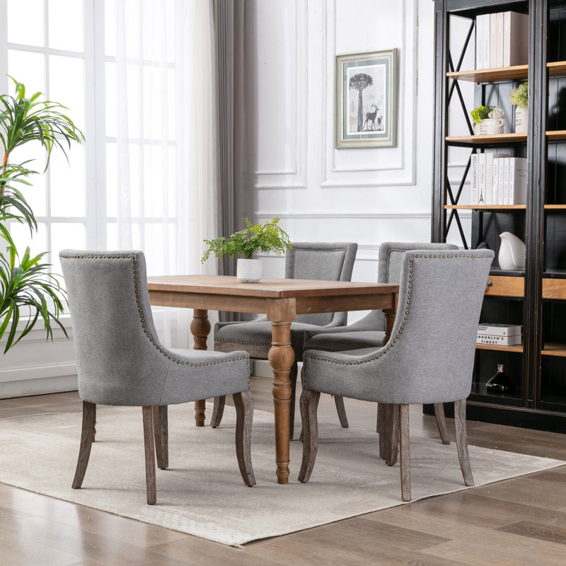 Oxford Plush Comfort Upholstered Dining Chairs, Grey, 6