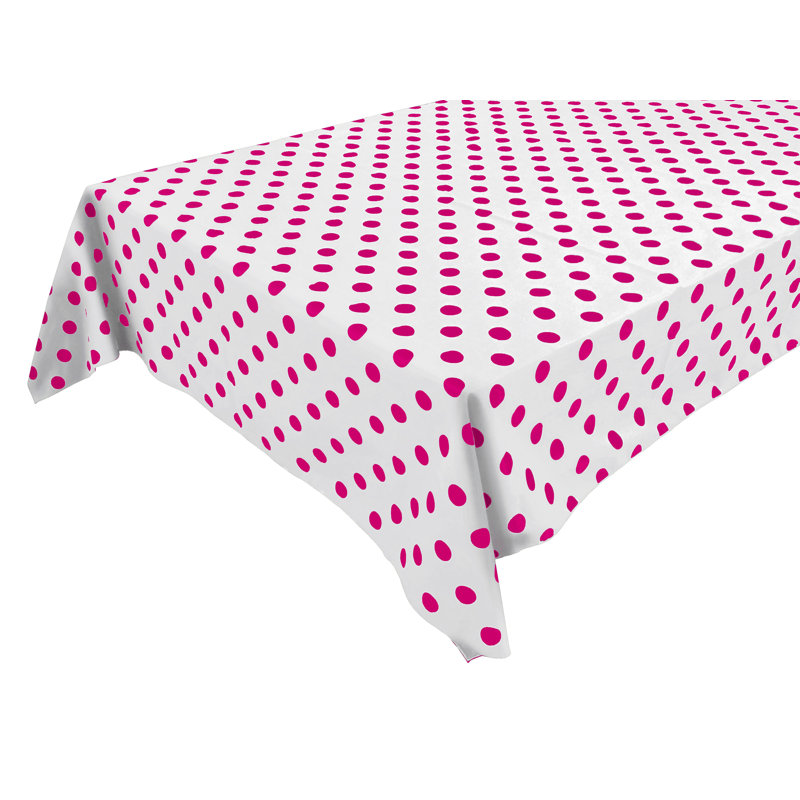 Polka Dots Print Tablecloths, 84" L x 58" W, Fuchsia/White