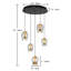 Lustre contemporain en verre 5 lumières avec accents en laiton et éclairage bidirectionnel Contemporary