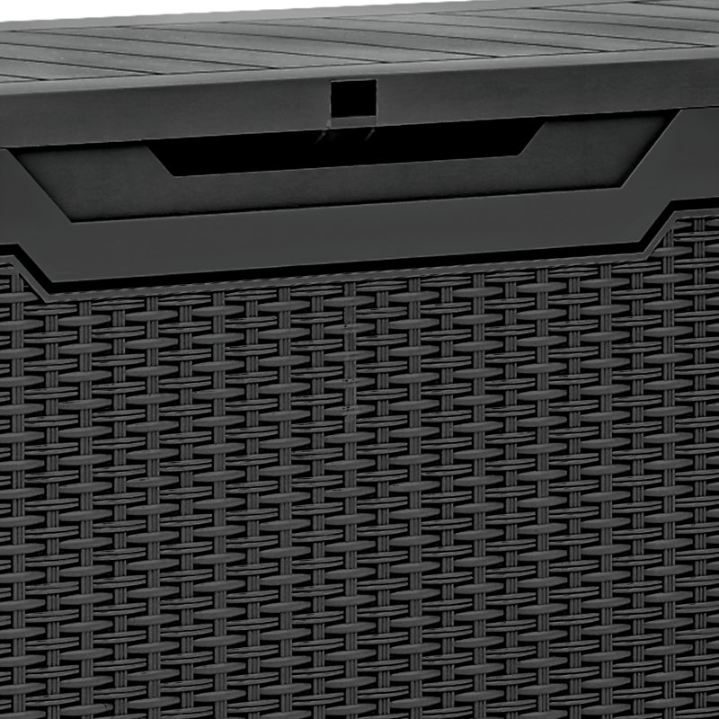 80 Gallon Outdoor Storage Cabinet with Rattan Pattern Lockable & Weather Resistant, Gray
