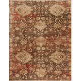 Shangri-La Hand Knotted Wool Area Rug in Brown/Sand/Rust