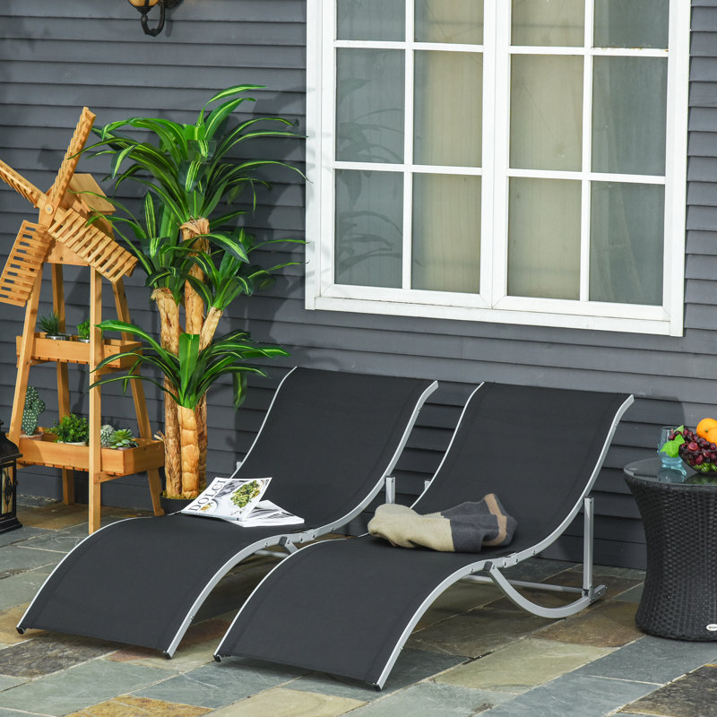 Chaise longue simple 65 po Barryknoll, Noir / acier