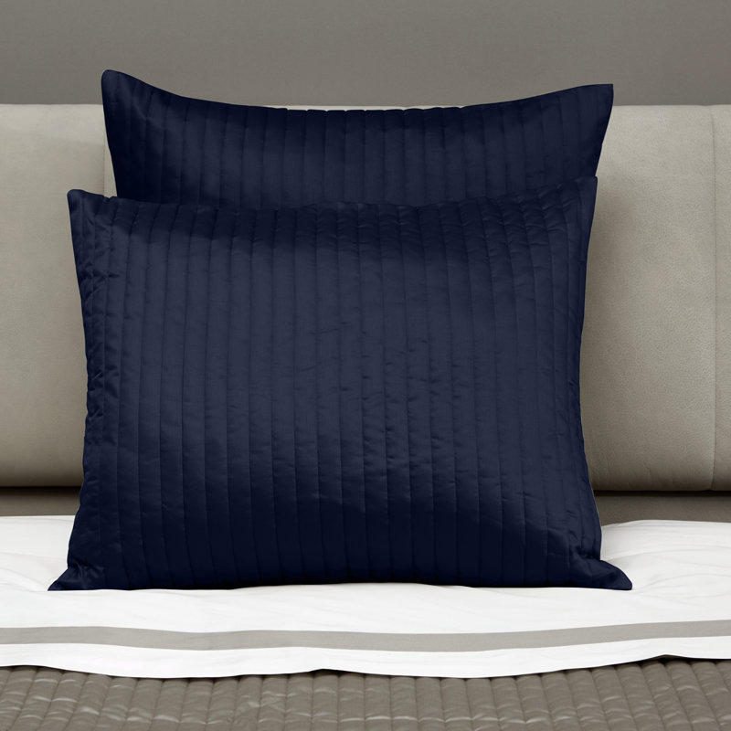 Siena Channel 100% Cotton Zipper Sham, Queen Sham, Midnight Blue