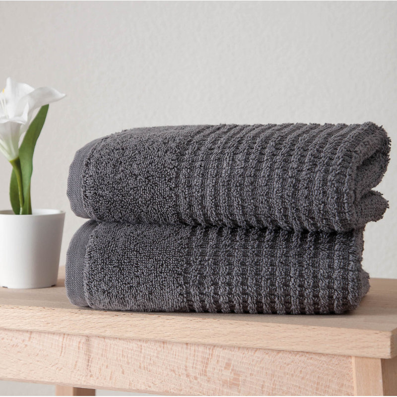 Earline Turkish Cotton Hand Towel Set, Gray
