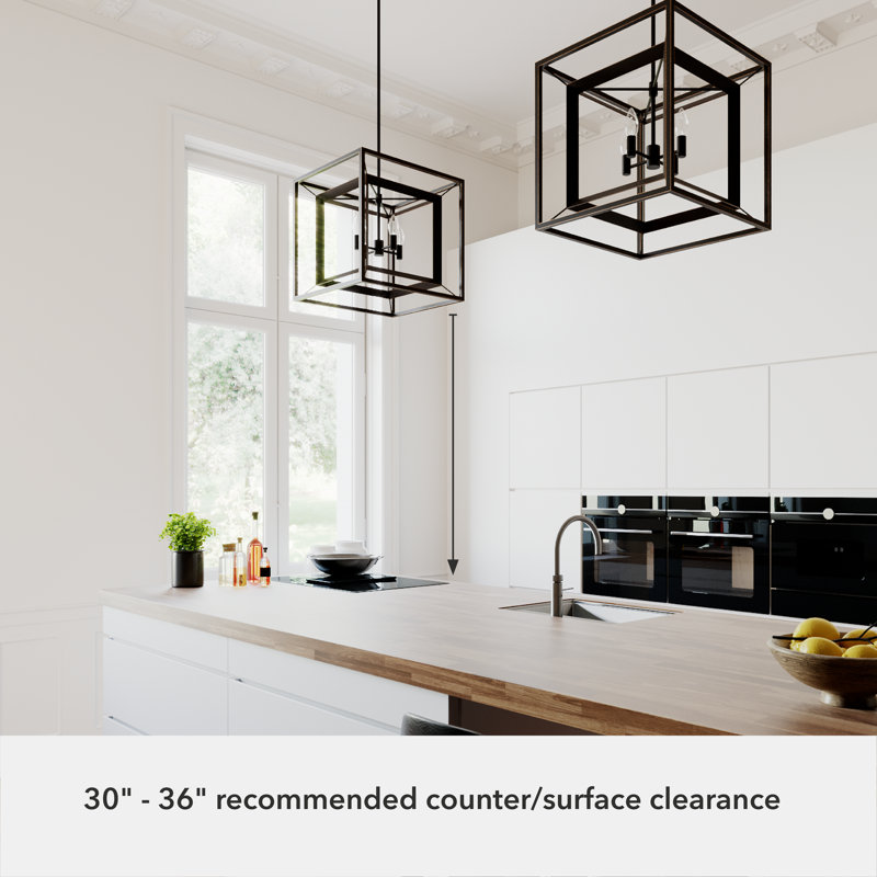 Hunter 18 Inch Doherty 4 Light Chandelier Ceiling Light Fixture, Onyx Bengal, 18" H x 18" W x 18" D