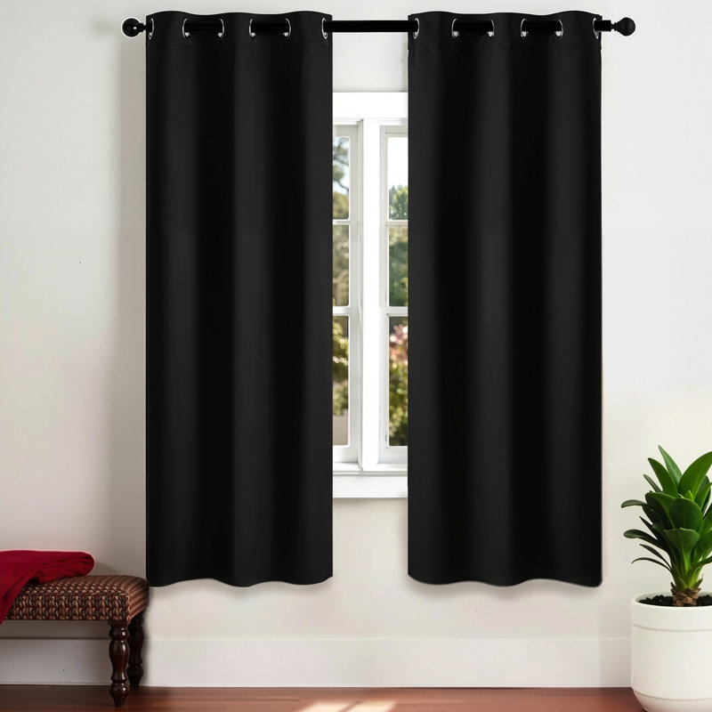 Blackout Curtains 2 Panels Set Each for Bedroom, 42.13" W x 62.99" L, Black