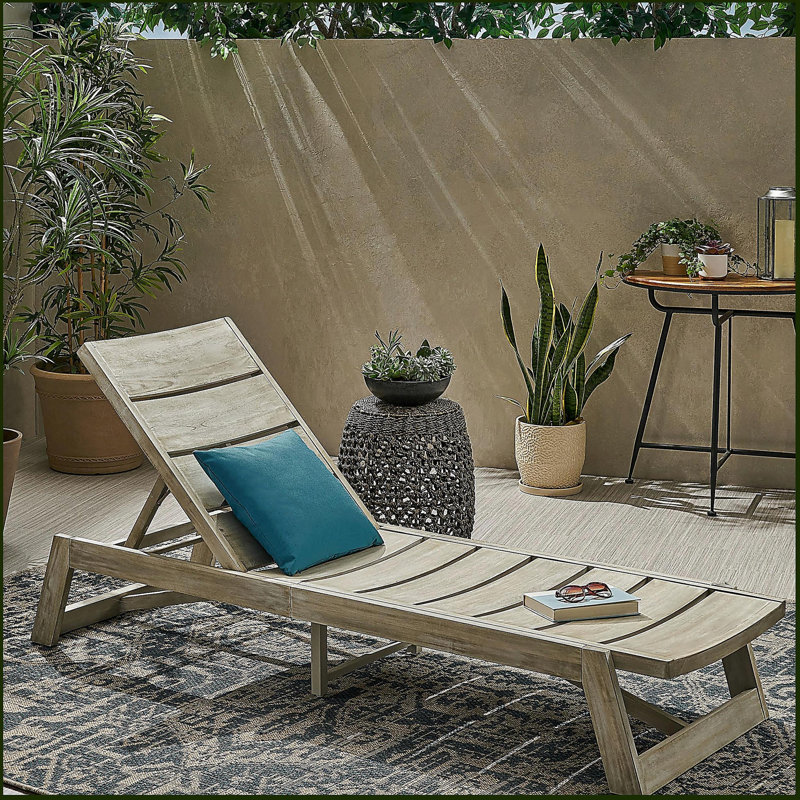 Chaise longue en bois, Gris, 1