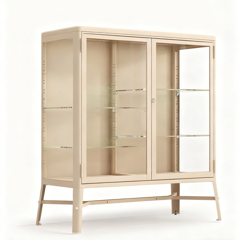 Beige Tempered Glass + Steel Display Cases