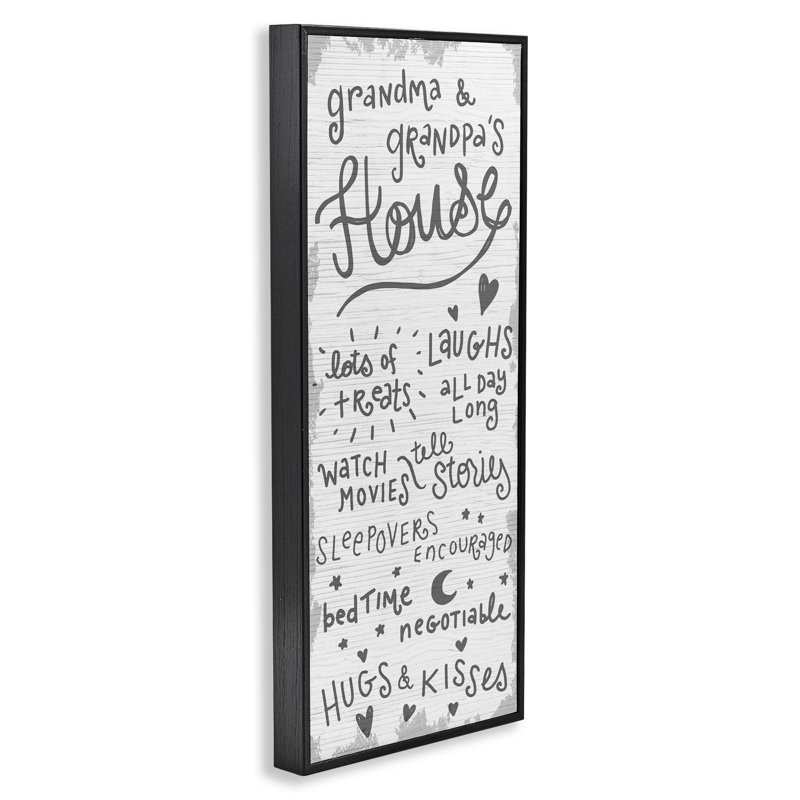 «Grandparents House Family Home Neutral Word Design», art textuel, H 30 po x l 13 po, Giclée encadrée noir minuit