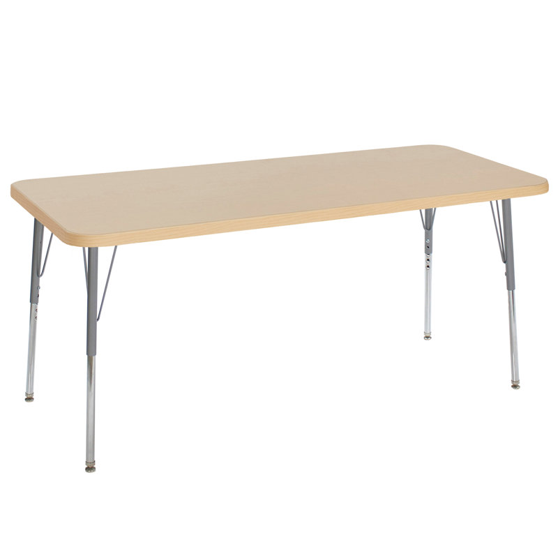 Table d'activité rectangulaire avec pieds réglables La Madera, 30 po x 72 po, Standard, Grain d'érable / argent