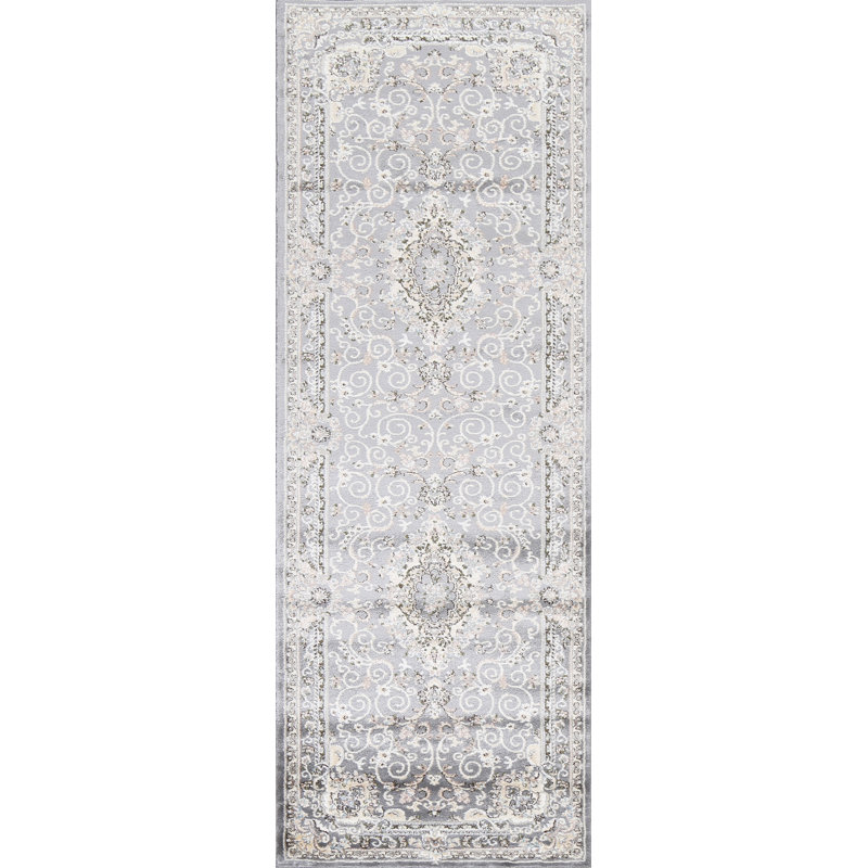 Tapis oriental gris transitionnel floral 2X3, Rectangle 2 pi 7 po x 7 pi 10 po