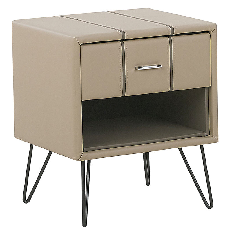 Margie 48cm W Solid Wood Bedside Table, Beige