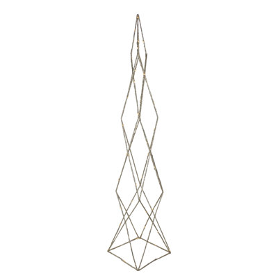 32" LED Lighted B/O Gold Glittered Wire Geometric Christmas Cone Tree - Warm White Lights