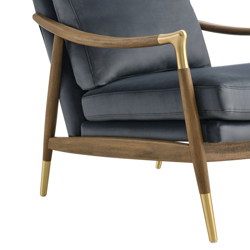 Fauteuil Langford, Velours noyer bleu cadet