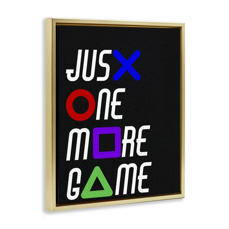 One More Game with Symbols Floating Frame, conception de Kim Allen, H 21 po x l 17 po, Cadre flottant métallique doré