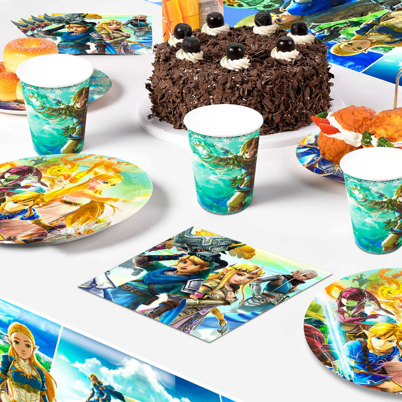 Zelda Birthday Party Supplies,82pcs Zelda Party Decorations & Tableware Set