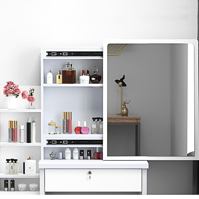 Vanity Desk With Mirror And Lights - 4 Drawer Unit, White Chic 3 Colour Lighting Plentiful Storage Space,