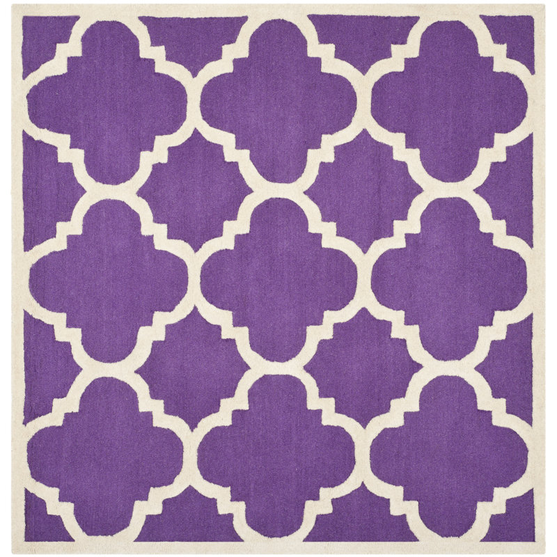 Cannen Hand Tufted Wool Geometric Rug, Square 6'