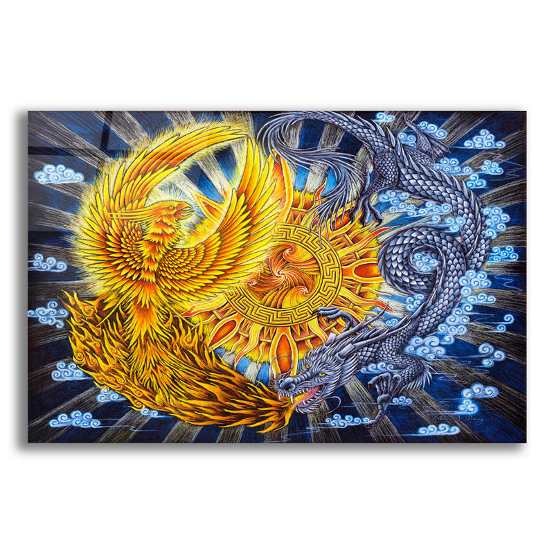 "Phoenix and Dragon" par Rebecca Wang Art, H 16 po x l 24 po x P 0,2 po