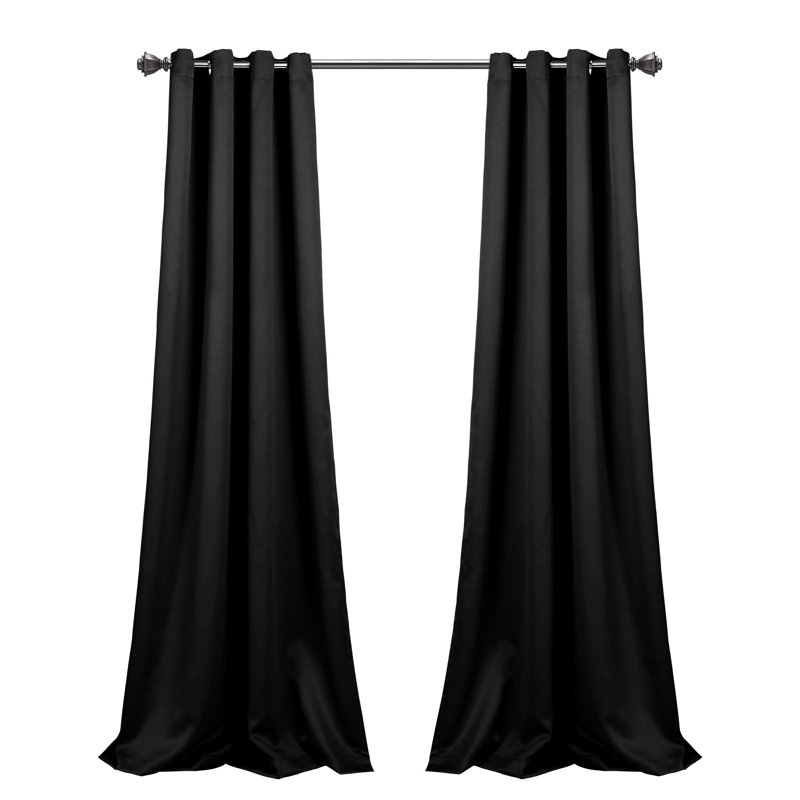 Blackout Curtain Pair, 132cm W x 241cm L, Black